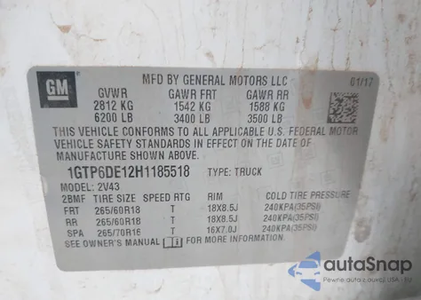 2017 GMC Canyon Slt из США, поврежденный, VIN 1GTP6DE12H1185518